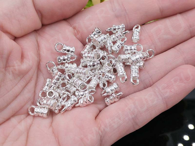 Концевик 108 сквозной с петлёй 10*4,8*4,2мм серебристый (литьё) (10шт)