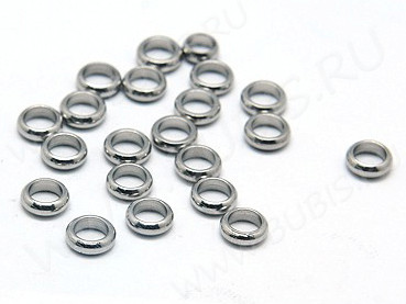 Кольцо декоративное 25 простое Рондель Бублик 6*6*2мм цвет платины (Хирургическая сталь) (10шт)