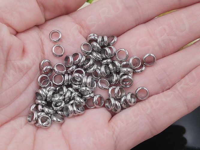 Кольцо декоративное 25 простое Рондель Бублик 6*6*2мм цвет платины (Хирургическая сталь) (10шт)