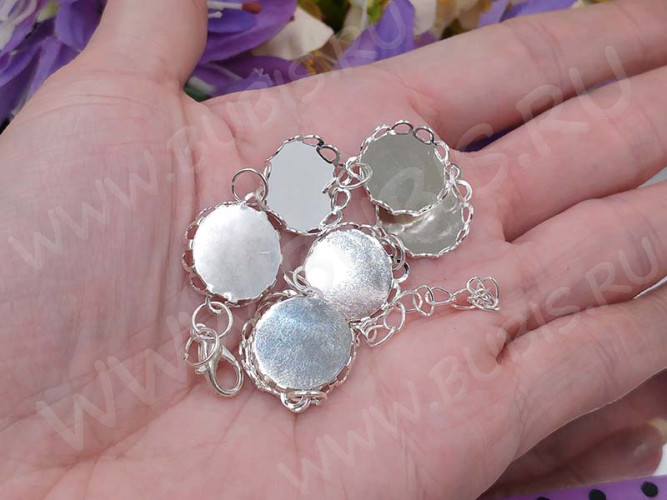 Основа (заготовка) для браслета №54 с 7-ю сеттингами 15мм 20см серебристая (Brass и Iron)