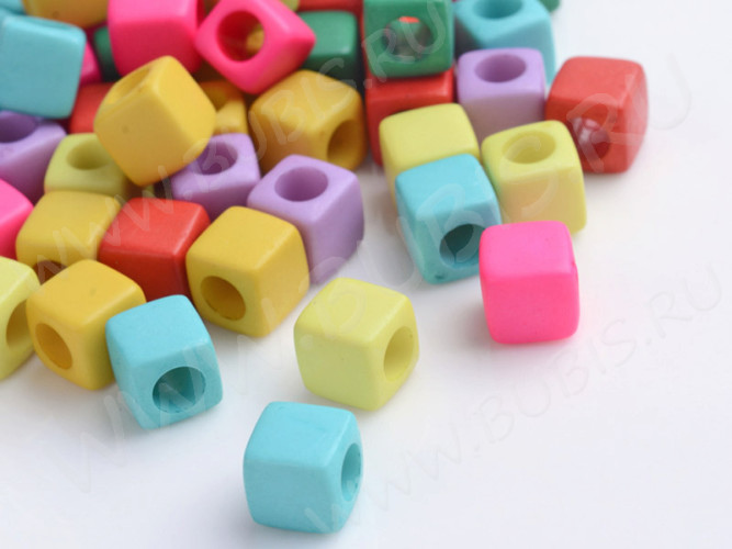 Бусина акриловая Кубик 13 МИКС 7*7*7мм непрозрачный (акрил)(50шт)