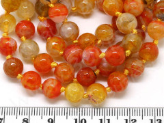 (ОПТ) Бусина округлая ГРАНЁНАЯ 8мм Агат кракле рыжий полупрозрачный (камни) (НИТЬ)