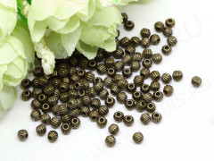 (СКИДКИ!!!) Бусина 093 биконус полосатый 4*3,8мм античная бронза (литьё) (50шт.)