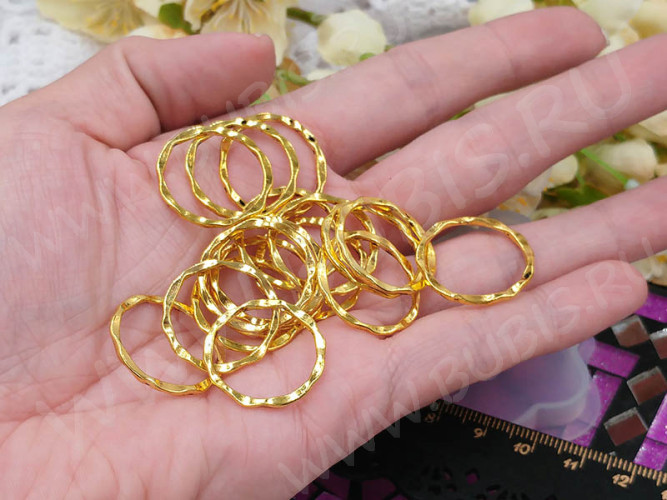 (СКИДКИ!!!) Кольцо декоративное 29 волнистое 22,5*22,5*1,8мм античное золото (литьё) (10шт.)
