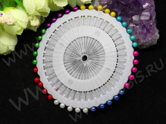 Основа (заготовка) для броши №52 булавки с шариком 36*4*0,55мм Круг микс цветов (железо и пластик)