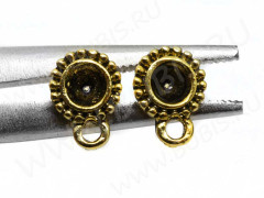 Пуссеты (&quot;гвоздики&quot;) №049 с сеттингом 5мм 14*11,5*8,5мм античное золото (литьё) (1 пара)