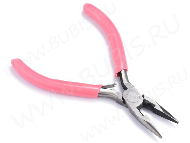 Тонкогубцы 27 утконосы без бороздок с кусачками 125мм розовые (инструменты для бижутерии)