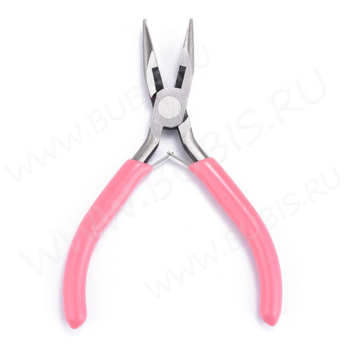 Тонкогубцы 27 утконосы без бороздок с кусачками 125мм розовые (инструменты для бижутерии)