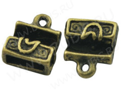 Подвеска Сундук 02 3D Шкатулка 11*10*5мм античная бронза (литьё)