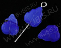 Бусина Листик 02 12,5*10,5*3мм сине-белый полупрозрачный (стекло)