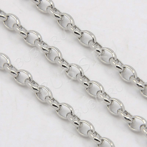 Цепочка S79 Ювелирная сталь Ролло (Rolo) Овал 4,5*3,5*1мм цвет платины (Хирургическая сталь) (50см)