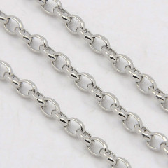 Цепочка S79 Ювелирная сталь Ролло (Rolo) Овал 4,5*3,5*1мм цвет платины (Хирургическая сталь) (50см)