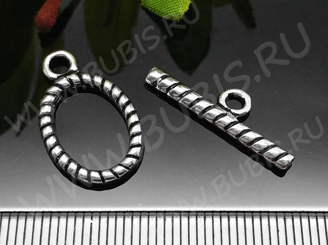103 Тоггл Овальный 21*12мм и 22,5*7мм античное серебро (литьё)