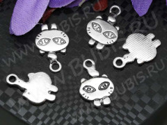 Подвеска Кошка 29 18*12*1,5мм античное серебро (литьё)