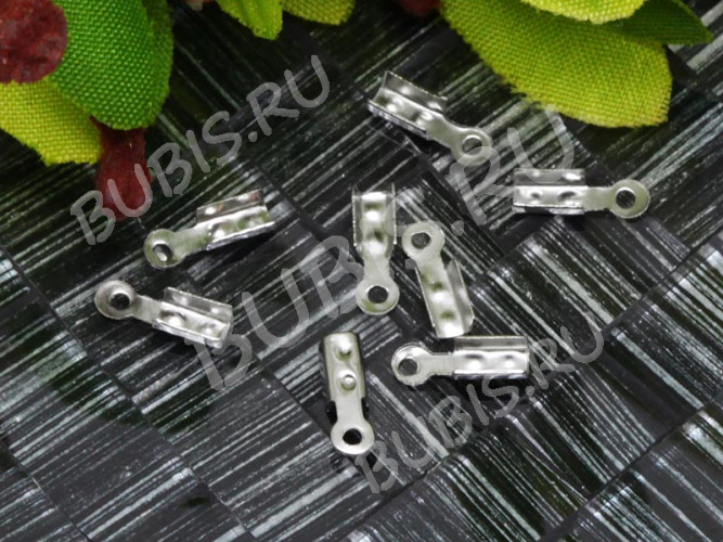 Зажимы №19 для шнура, резинки или ланки 8*2,5*1,8мм цвет платины (Iron) (20шт.)