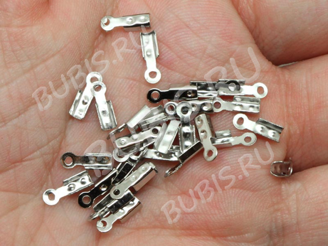 Зажимы №19 для шнура, резинки или ланки 8*2,5*1,8мм цвет платины (Iron) (20шт.)