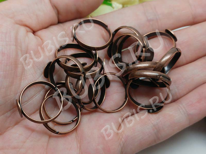 Основа (заготовка) для кольца 100 17мм с платформой 8мм античная медь (Brass)