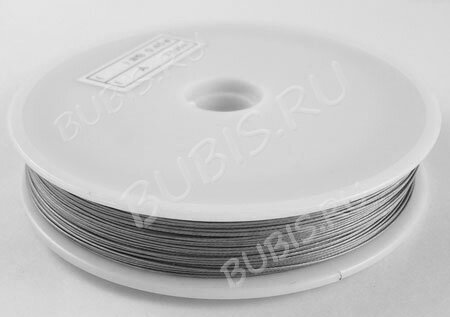 Ювелирный тросик Ланка Струна 0,35мм цвета платины (серебристый) (5м)