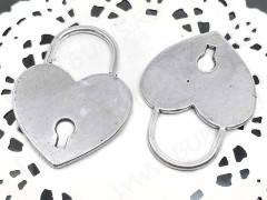 Подвеска Замочек 17 двусторонний большой Сердечко 38,5*29,5*2мм античное серебро (литьё)