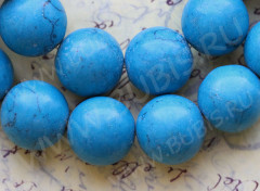 Бусина округлая 16мм Бирюза голубая (камни)