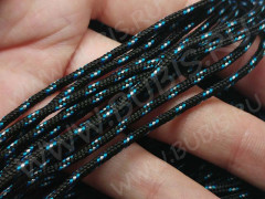 Шнур Паракорд 02 2мм чёрно-голубой (полиэстер+спандекс) (1м)