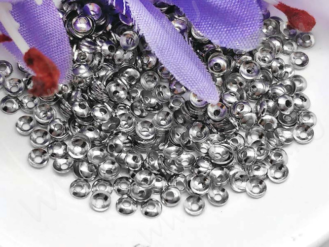 Шапочка тонкая 097 простая 30 малыши 3*3*0,9мм цвет платины (Milano LUX) (Brass) (50шт.)