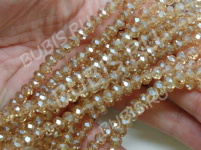 (СКИДКИ!!!) Бусина Абакус гранёный 6*6*4,5мм Хрусталь шампань с АВ прозрачный (имитация Сваровски) (10шт.)