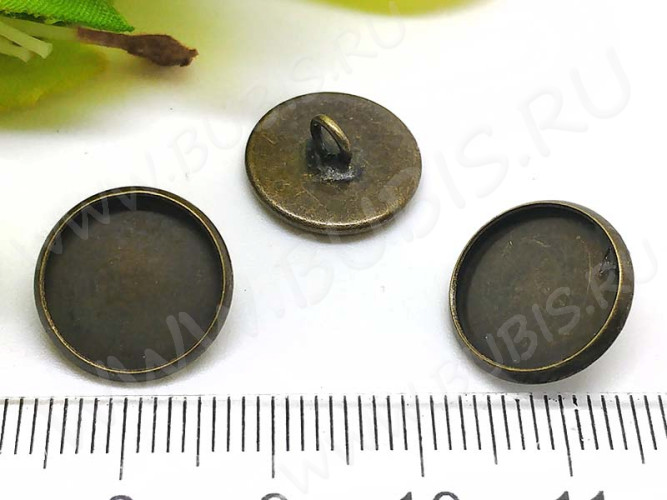 Концевик 069 крышка подвеска с сеттингом 12мм 13,5*13,5*5,5мм античная бронза (Brass)