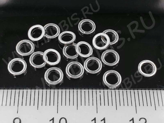 Кольцо декоративное 18 Ронделька плоская 5*5*1мм цвет платины (Brass) (10шт.)