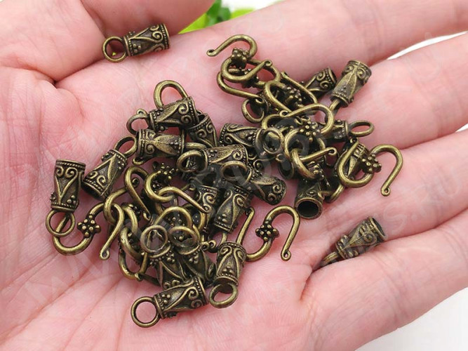 164 Тоггл-крючок S-образный с концевиками 36*12,5*5,5мм античная бронза (литьё)