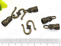 164 Тоггл-крючок S-образный с концевиками 36*12,5*5,5мм античная бронза (литьё)