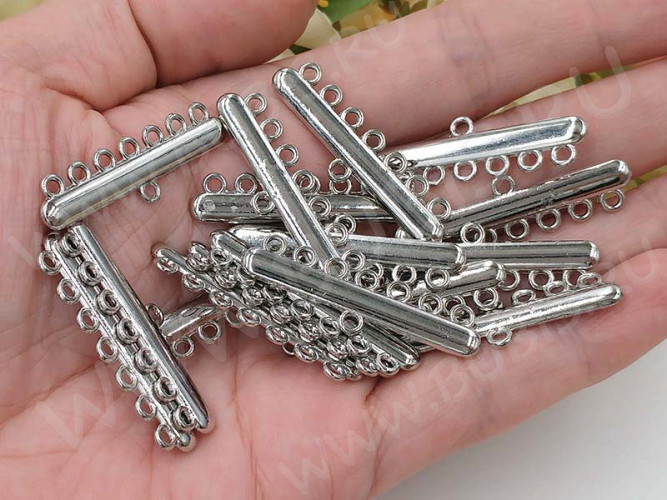 314 Коннектор классика на 7 нитей 37,5*11*2,5мм цвет платины (литьё)