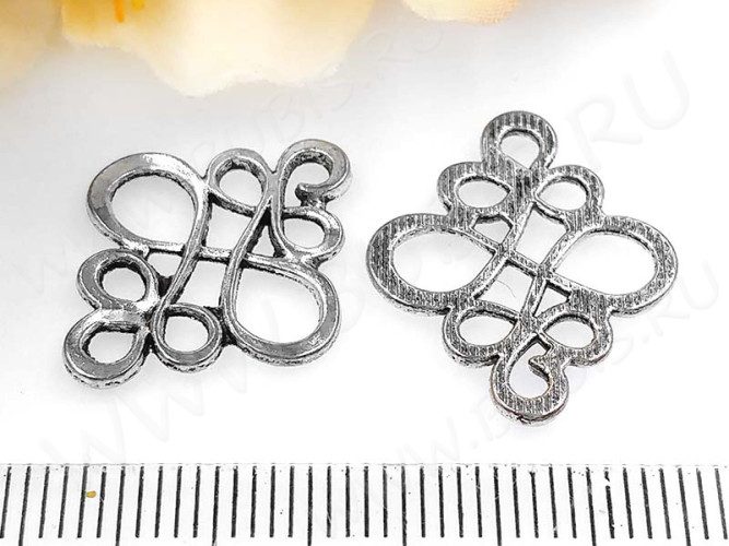 216 Коннектор Узел бесконечности 22*18,5*1,3мм античное серебро (литьё)