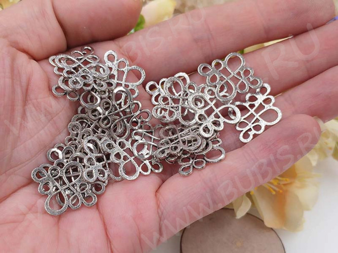 216 Коннектор Узел бесконечности 22*18,5*1,3мм античное серебро (литьё)
