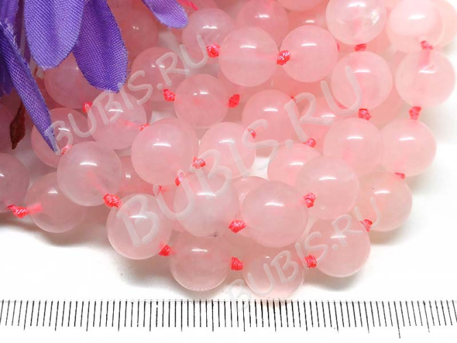 (СКИДКИ!!!) Бусина округлая 10мм Розовый кварц (камни) (10шт)