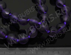 Бусина округлая матовая с частичной огранкой 10мм фиолетовая полупрозрачная (стекло)