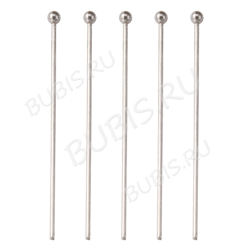 Штифт с шариком пин стальной 35*0,7мм цвет платины (Хирургическая сталь)(20шт)