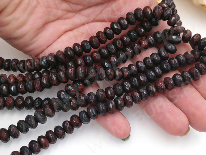 (ОПТ) Бусина каменная Абакус 15 ГРАНЁНЫЙ 8*8*5мм Джеспелит натуральный (камни) (НИТЬ)