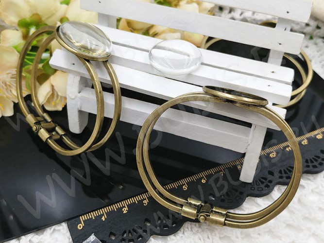 Кабошон стеклянный 20 Круг 25*25*6мм прозрачный (стекло)