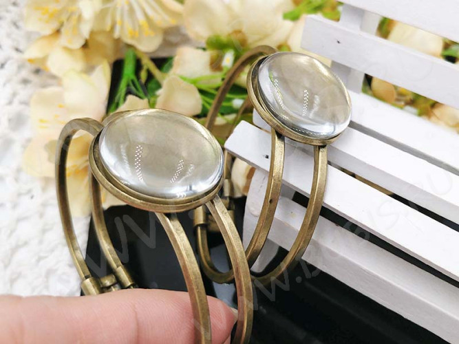 Кабошон стеклянный 20 Круг 25*25*6мм прозрачный (стекло)