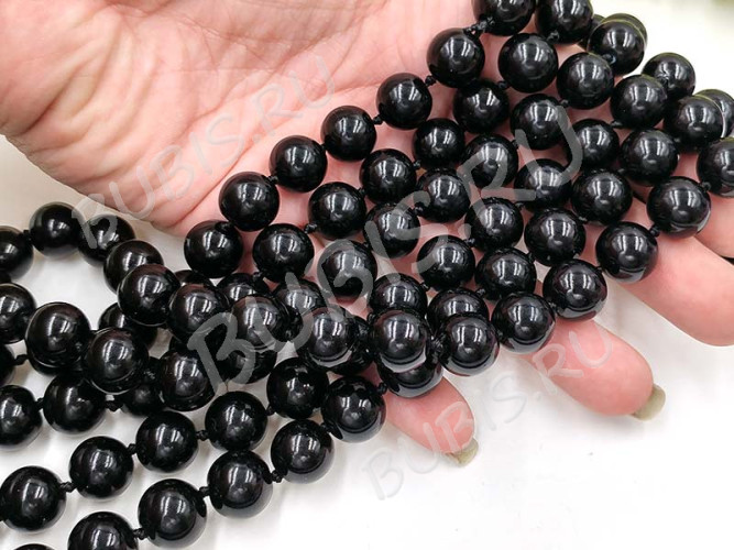 (СКИДКИ!!!) Бусина "жемчуг" 12мм чёрная (стекло) (10шт.)