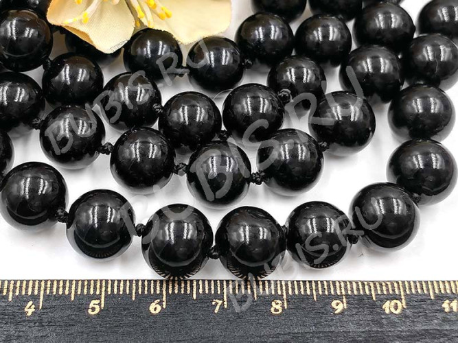 (СКИДКИ!!!) Бусина "жемчуг" 12мм чёрная (стекло) (10шт.)