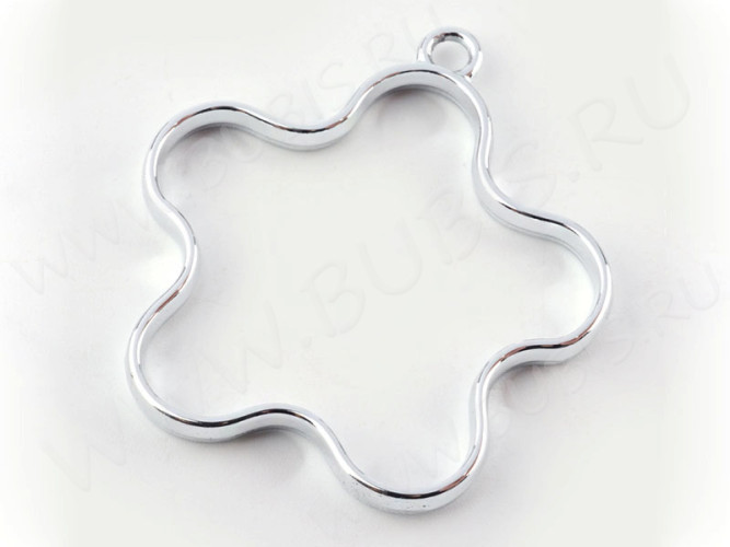 Подвеска Рамка 12 Цветочек Звезда 42*39*3,6мм цвет платины (литьё)