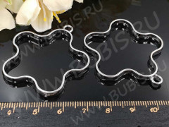 Подвеска Рамка 12 Цветочек Звезда 42*39*3,6мм цвет платины (литьё)