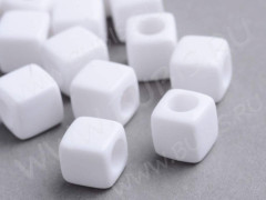 Бусина акриловая Кубик 10 &quot;пустышка&quot; 7*7*7мм белый непрозрачный (акрил)(10шт)