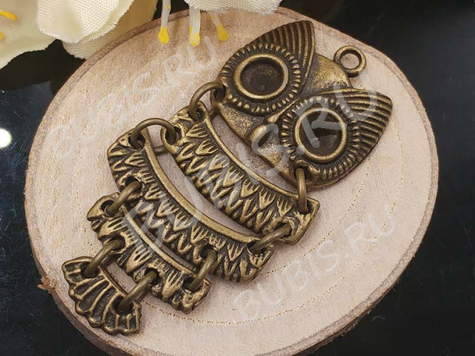 Подвеска Сова 52 подвижная 48*23*4мм античная бронза (литьё)