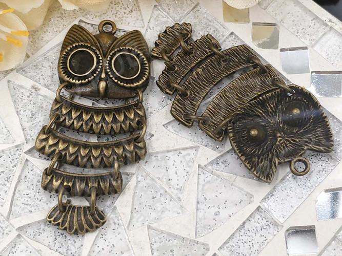 Подвеска Сова 52 подвижная 48*23*4мм античная бронза (литьё)