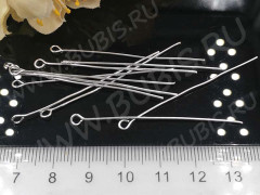 Штифт с петлёй 50*0,7мм пины с ушком цвет серебро (Iron)(50шт)