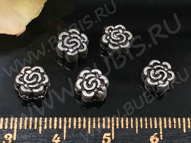 (СКИДКИ!!!) Бусина 178 Цветочек 20 7*7*3мм античное серебро (литьё) (10шт.)