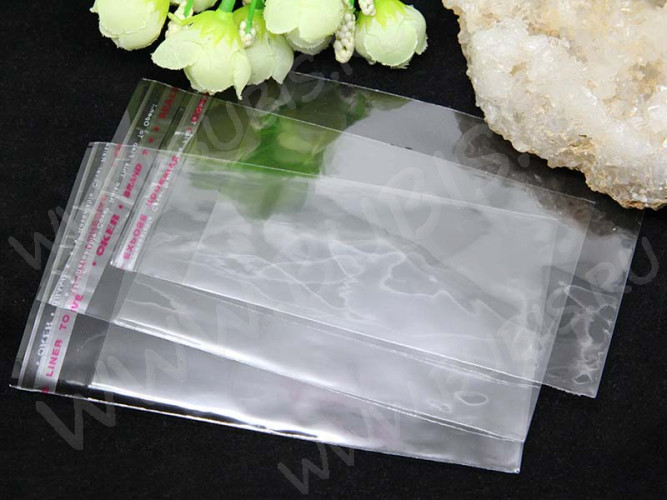 (ОПТ) Пакет 20 с липким слоем 8*11см (+2см) прозрачный (упаковка) (100шт)